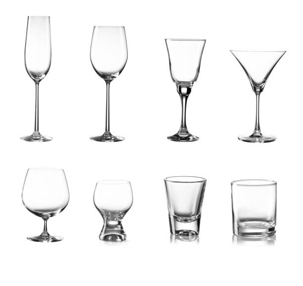 istock Alcoholic drinks in glasses Empty realistic glasses set for different alcohol drinks and cocktails isolated on white background 1208509554