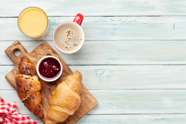 istock Breakfast with coffee and croissant 1208509771