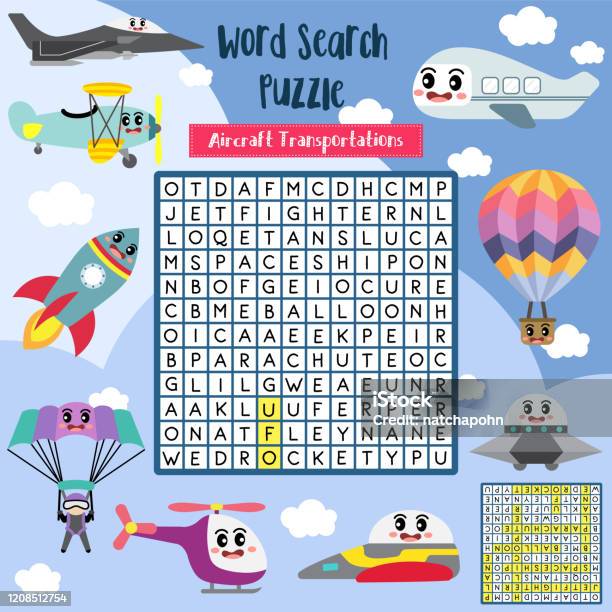 Words Search Puzzle Aircraft Transportations Stock Illustration Words Search Puzzle Aircraft Transportations Stock Illustration