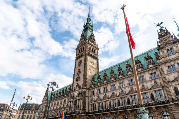 Hamburg Town Hall or Rathaus during Gay Pride Parade