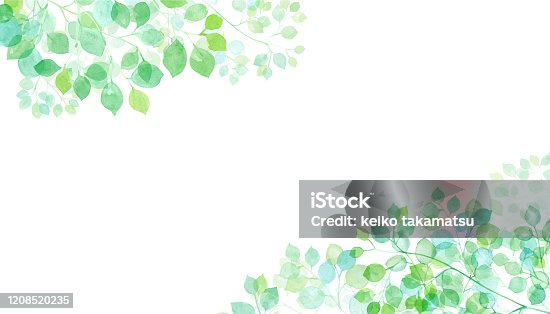 istock Watercolor illustration of sunbeams Two corner decoration frame Trace vector (only layout change between two foliage groups is possible) 1208520235