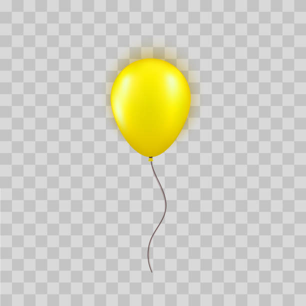 реалистичный желтый шар изолирован на прозрачном фоне. элемент дизайна для дня рождения, торжественное открытие или big sale поздравительная � - birthday balloon bouquet clip art stock illustrations