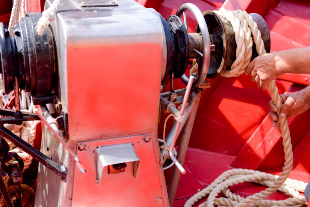 istock pulleys and mooring at the front of an old ship 1208521376