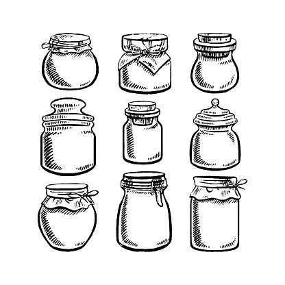 Set of different Jars. Hand drawn illustrations