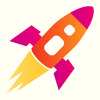 Rocket line icon. Spacecraft flies in atmosphere, successful launch. Astronomy vector design concept, outline style pictogram on white background, use for web and app. Eps 10