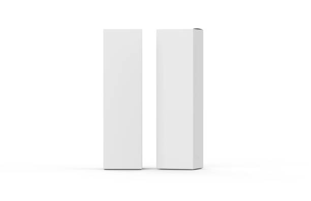 istock Tall white paper box mock up template on isolated white background, 3d illustration 1208525099