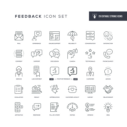29 Feedback Icons - Editable Stroke - Easy to edit and customize - You can easily customize the stroke width
