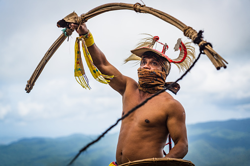 War Whip Fighter Caci Dance Portrait Flores Indonesia photo