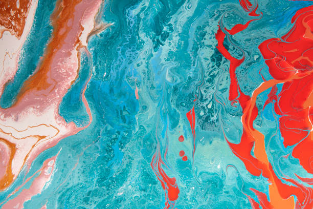 istock Red, blue and pink pattern, swirl of acrylic color splashing 1208528828