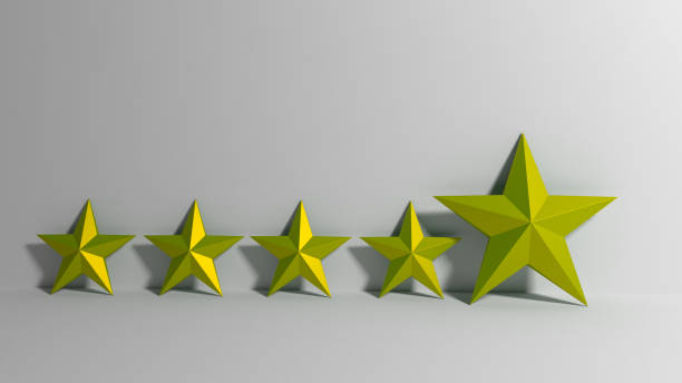 istock 5 golden stars for costumer satisfaction, 3d illustration 1208532019