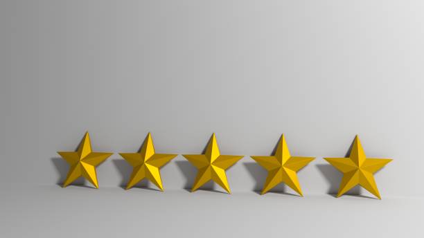 istock 5 golden stars for costumer satisfaction, 3d illustration 1208532024
