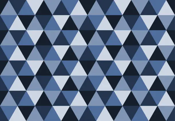 Vector illustration of Triangular seamless pattern.Low poly geometric background.Blue and gray colors.