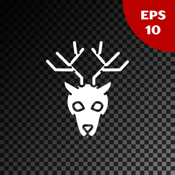 istock White Deer head with antlers icon isolated on transparent dark background.  Vector Illustration 1208535469