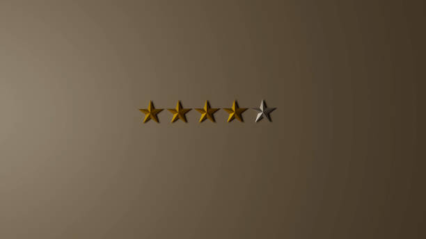 istock 5 golden stars for costumer satisfaction, 3d illustration 1208536576