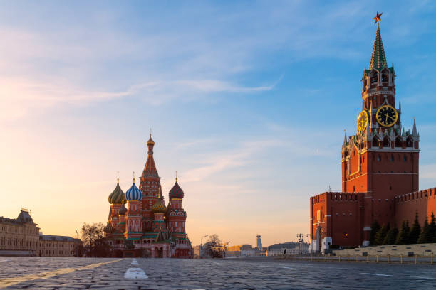 istock Saint Basil Cathedral at Red Square during sunrise in Moscow,Russia 1208539105