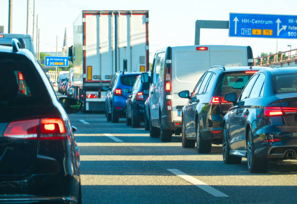 istock Traffic on the motorway - traffic jam 1208541490