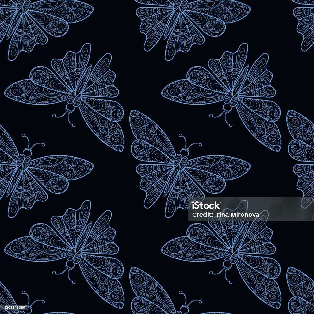 Blue Butterfly Color Pattern Seamless Pattern With Blue Butterflies Stock Illustration - Download ...