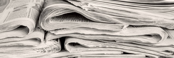 istock Background from old newspapers, media concept 1208544402