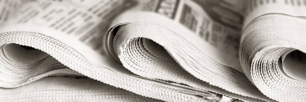 istock Background from old newspapers, media concept 1208544409