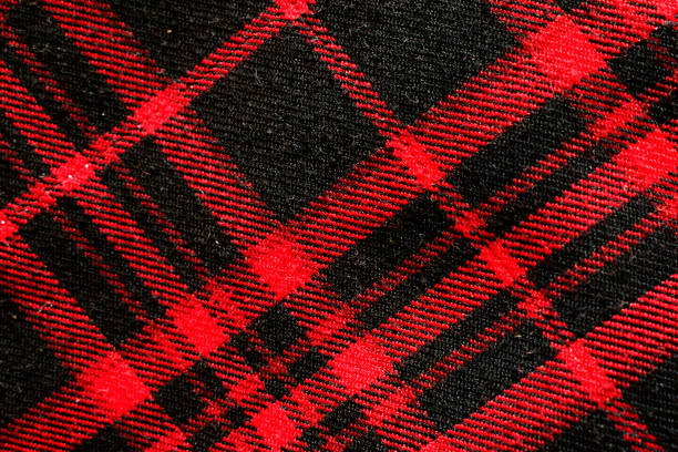 istock Checkered red and black woolen fabric. Background or texture. 1208546458
