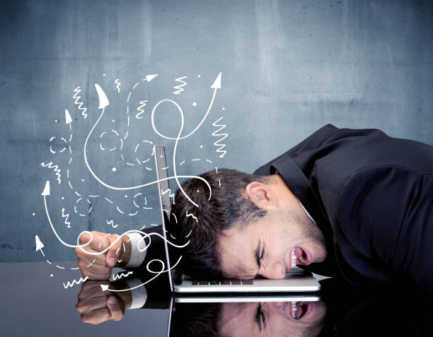 istock Business person with frustrated thoughts 1208546773