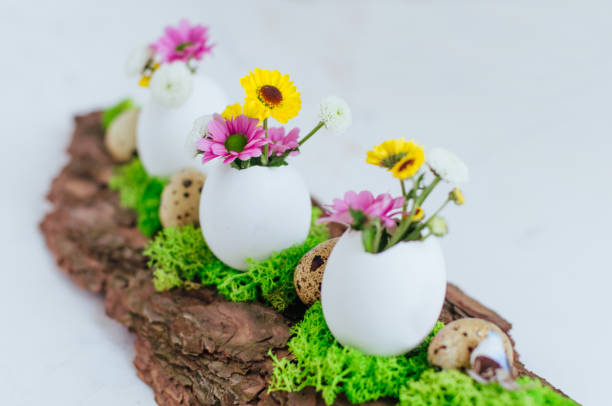 istock Natural decoration for Easter table with eggs and flowers 1208548920