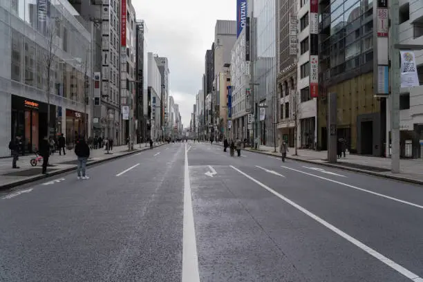Ginza town in Tokyo without tourists due to coronavirus