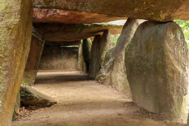 istock Inside a prehistoric burial chamber or Dolmen La Roche aux Fees 1208551871