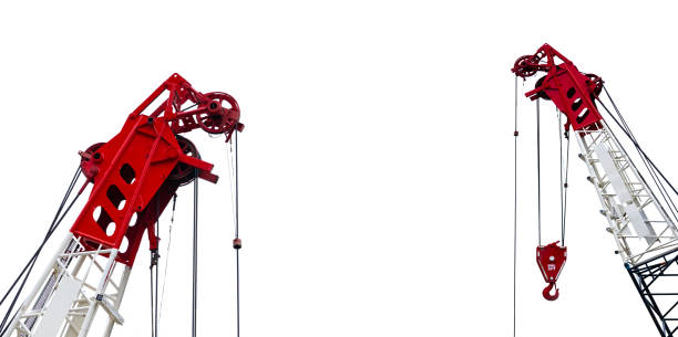 istock Construction crane for heavy lifting isolated on white background. Construction industry. Crane for lift with 50T safe working load. Crane for rent. Crane dealership for construction business. 1208558259