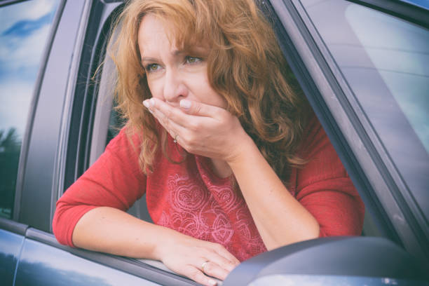 istock Woman suffering from motion sickness 1208561167