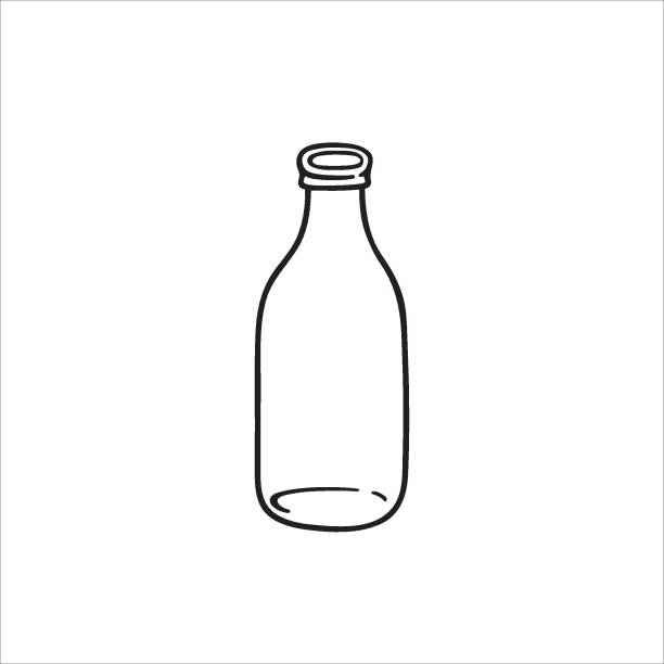 Freehand Doodle Sketch Vector Illustration Of Empty Oldfashioned Milk Bottle  In Line Art Style Stock Illustration - Download Image Now - iStock
