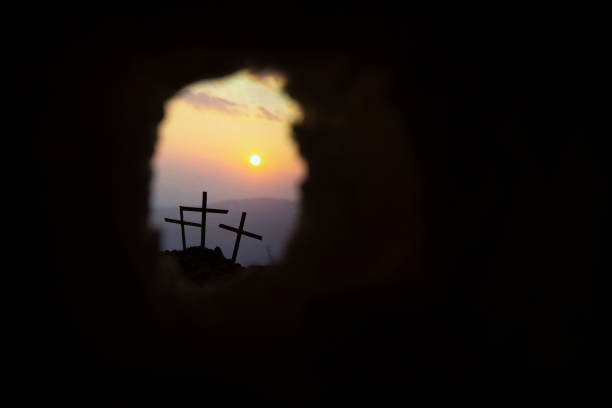 istock Tomb Empty With Crucifixion At Sunrise 1208562358