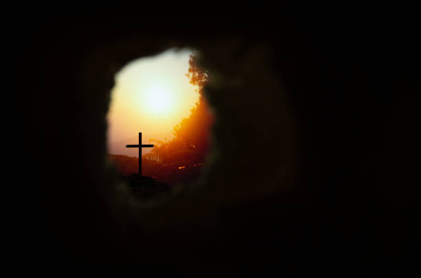istock Tomb Empty With Crucifixion At Sunrise 1208562433