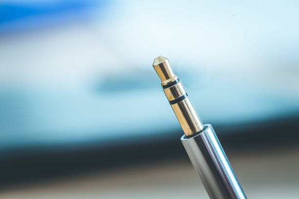 istock Audio jack concept: Close up of a 3.5mm audio jack 1208564604