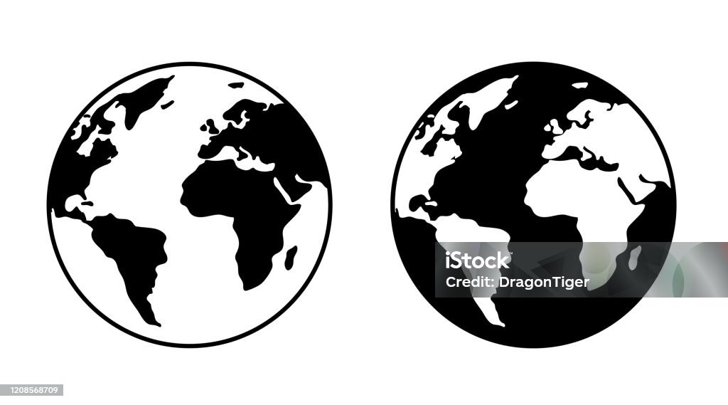 Monochrome Earth symbol mark set Globe - Navigational Equipment stock vector