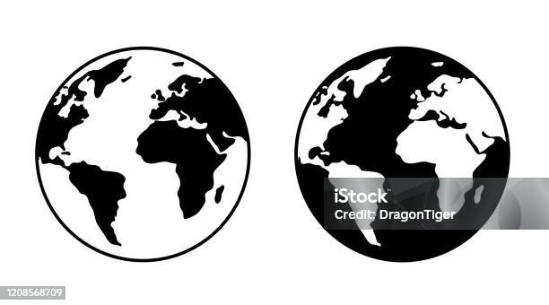 Monochrome Earth Symbol Mark Set Stock Illustration - Download Image Now - Globe - Navigational Equipment, Planet - Space, Icon