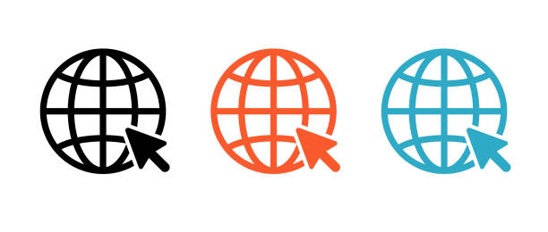 internetsymbolsatz, der mit einer linie gezeichnet wird - internetseite stock-grafiken, -clipart, -cartoons und -symbole