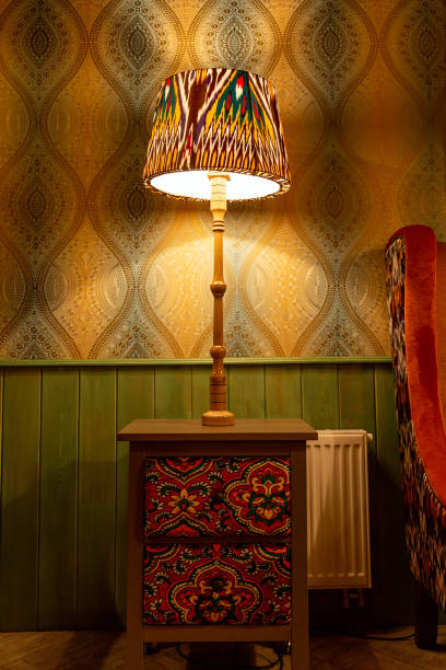 istock Classic floor lamp with soft light and oriental ornaments 1208568892