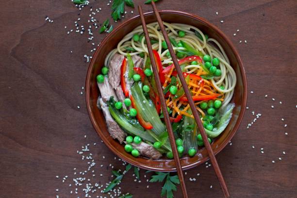 istock Noodles with beef and vegetables. 1208568984