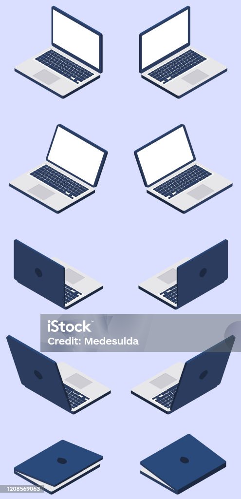 Isometric Vector Computer Isometric Laptop Computer Stock Illustration - Download Image Now ...