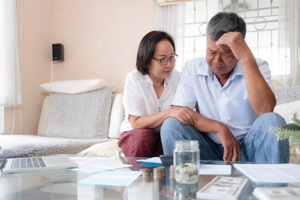 istock Retired elderly old family money problems. 1208569493