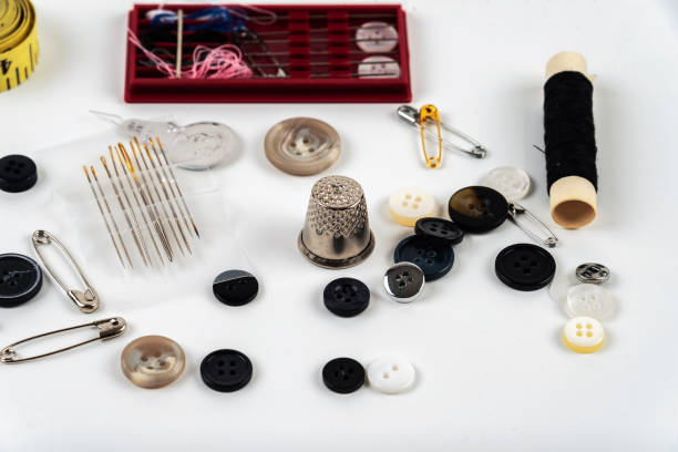 Sewing supplies on a white background