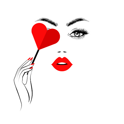 Ilustración de Mujer Elegante Está Guardando El Corazón De Papel En Su Mano Y El Ojo De Cierre Cara Hermosa Labios Rojos Pestañas Exuberantes Uñas Rojas Arte De Manicura Logotipo De Belleza Ilustración de Mujer Elegante Está Guardando El Corazón De Papel En Su Mano Y El Ojo De Cierre Cara Hermosa Labios Rojos Pestañas Exuberantes Uñas Rojas Arte De Manicura Logotipo De Belleza
