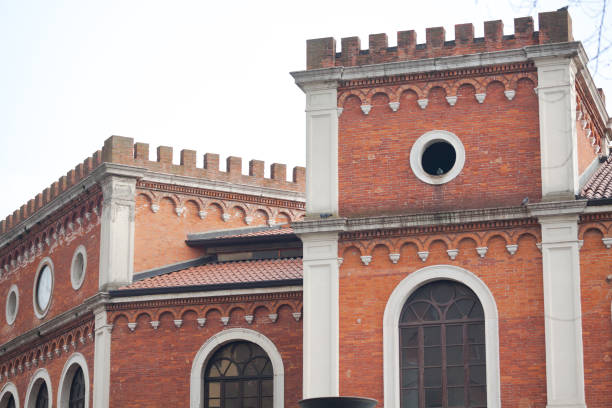 istock Old red brick facade in Brescia, Italy 1208573893