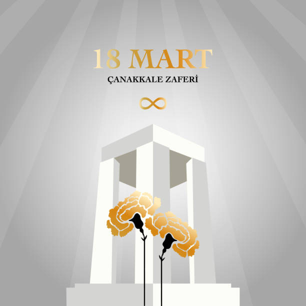 ilustraciones, imágenes clip art, dibujos animados e iconos de stock de 18 de marzo día de la victoria de canakkale. turco : canakkale zaferi 18 mart. traducción al inglés: aniversario de la victoria de canakkale día 18 de marzo - número 18
