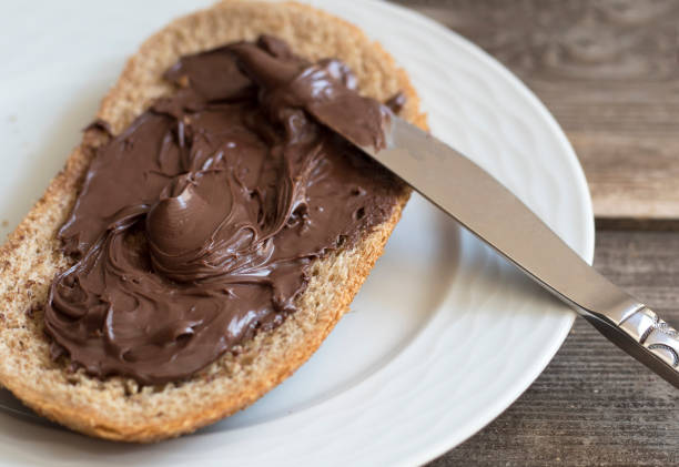 istock Slice of bread with chocolate cream 1208577980