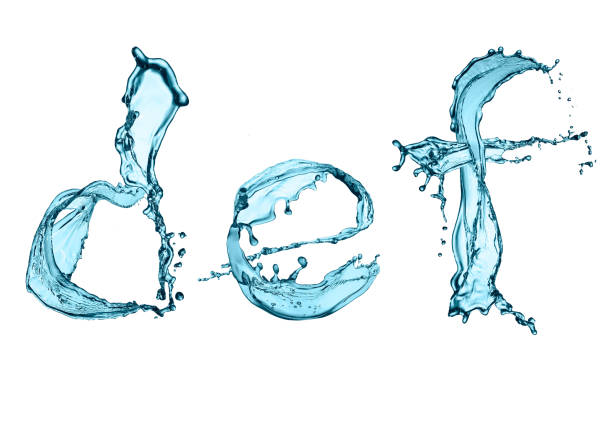Splashed letters def The abstract letters def made of water splashes isolated on white background. Orginal water letters. def picture photos stock pictures, royalty-free photos & images