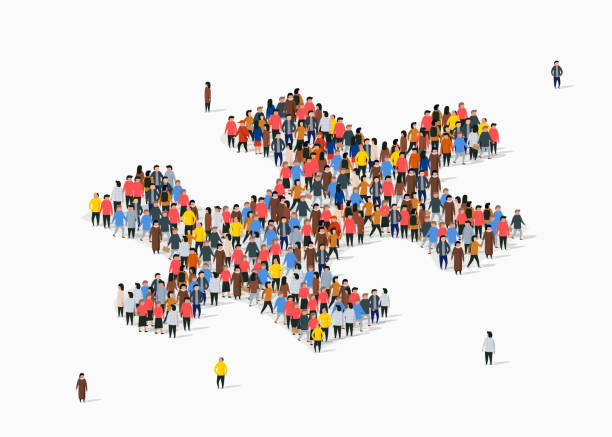 istock Large group of people in the form jigsaw puzzle. Partnership concept. 1208583054