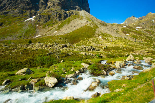 istock Alps, Switzerland in spring with bright blue skies and beautiful clouds 1208583998