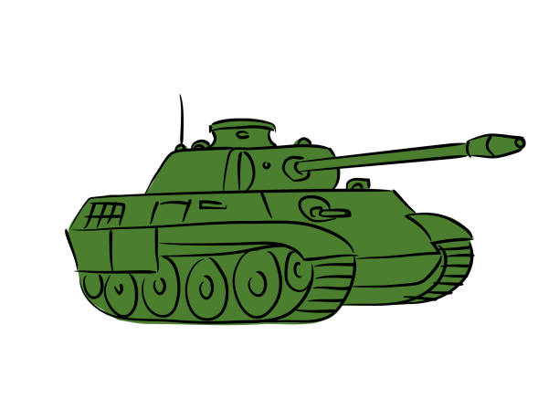 Green Battle Tank Isolated On White Background Stock Illustration -  Download Image Now - Armored Tank, Cartoon, Machinery - iStock